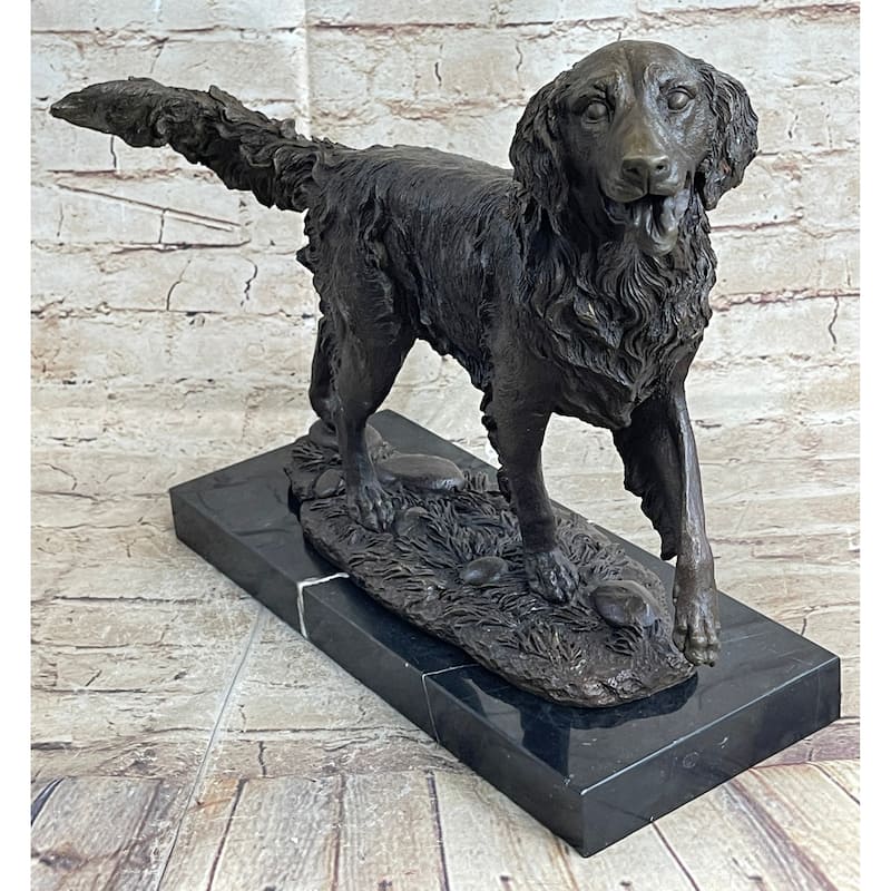 Golden Retriever Show Trial Bronze Marble Base Imitative Dog Statue Deco Breeder Trainer