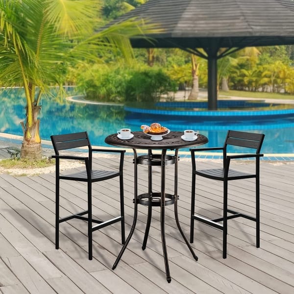 bar height patio dining table with umbrella hole Outdoor Bar Table, Bar Height Patio Table with Umbrella Hole Patio Dining  Table, Bistro Table Garden Table (32