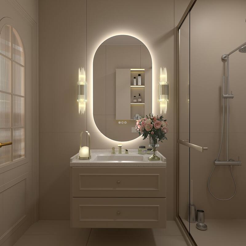 UL Certified Oval LED Lighted Anti-fog Wall Bathroom Vanity Mirror