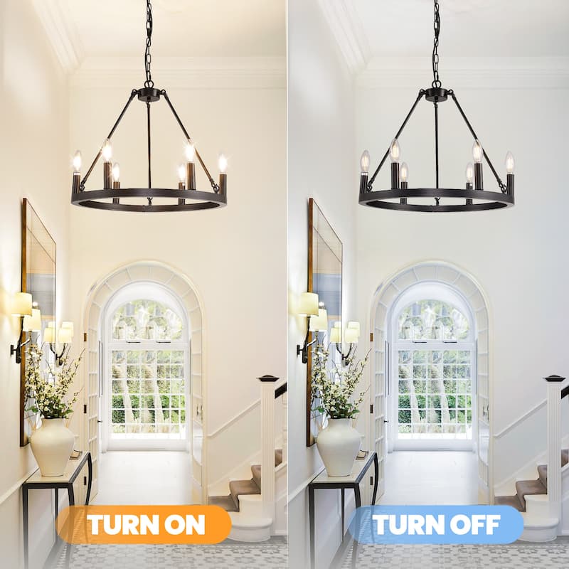 Lighting Wagon Wheel Chandelier Light Modern Farmhouse Ceiling Pendant Light (6 Lights)