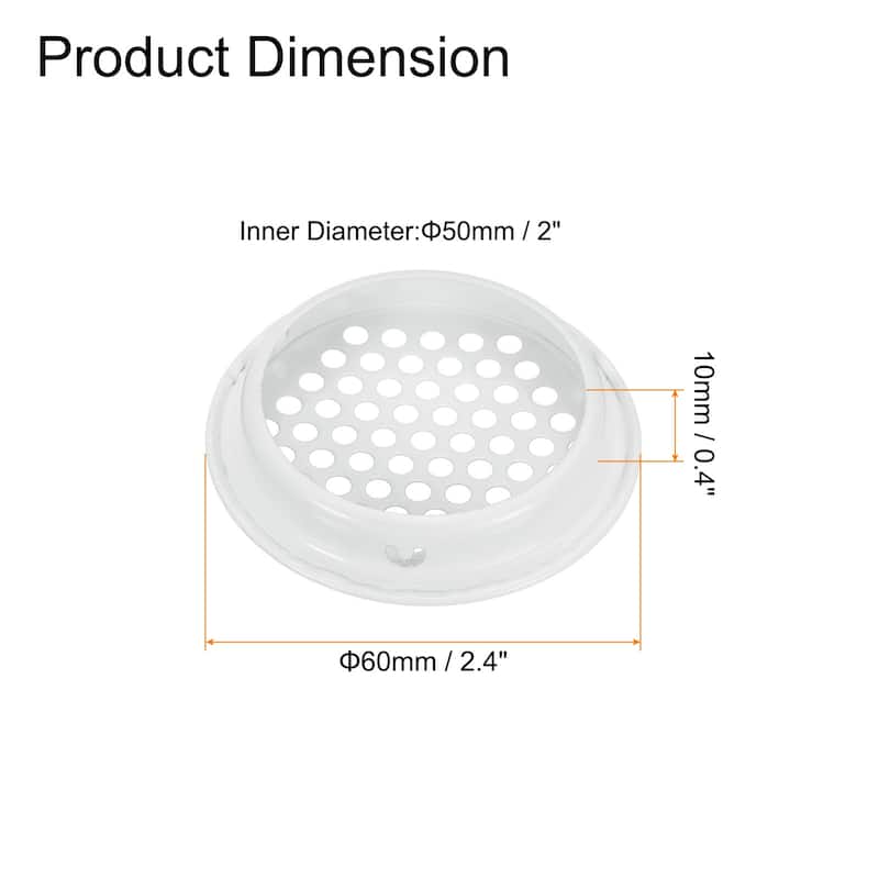 24Pcs Air Vents Circular Soffit Vents, Round Soffit Vent Cover - White-50mm