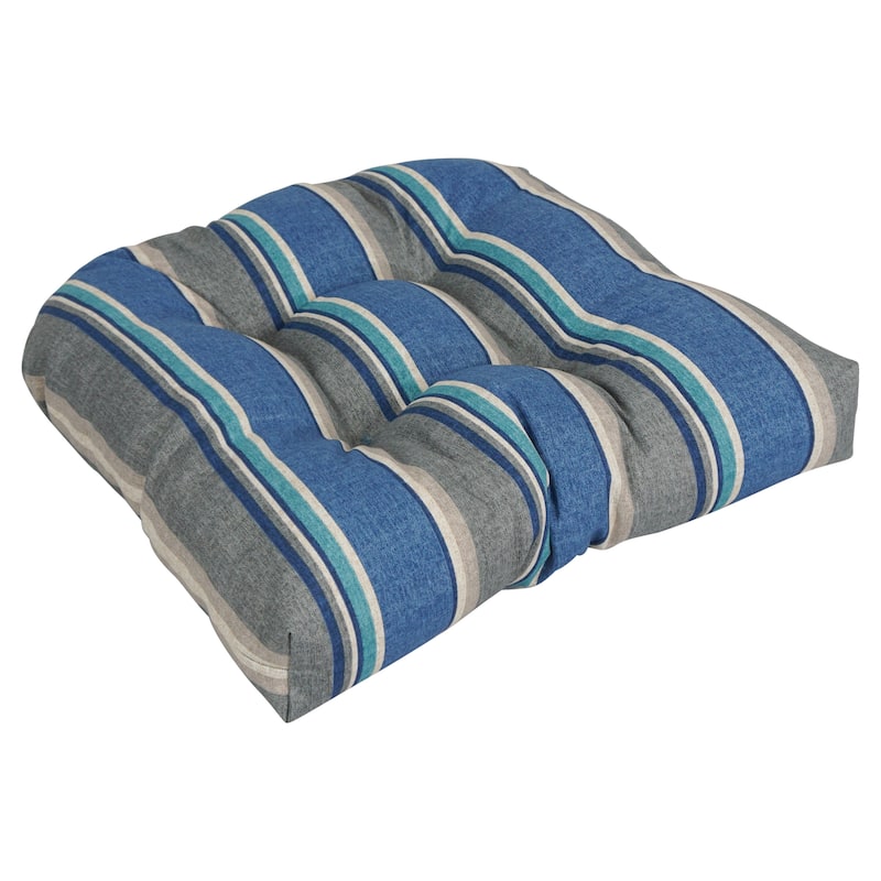 19-inch Rounded Back Tufted Indoor/Outdoor Chair Cushion - 19" x 19" - Sovaro Denim