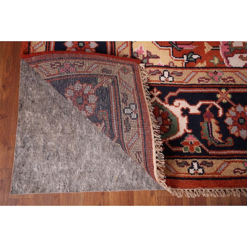 Geometric Heriz Serapi Indian Area Rug Hand-Knotted Wool Carpet - 8'0" X 10'4"