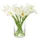 preview thumbnail 1 of 13, Enova Home 20 Pieces Real Touch Faux Calla Lily Artificial Flowers in Vase with Faux Water for Dining Table Decor, Wedding Event White