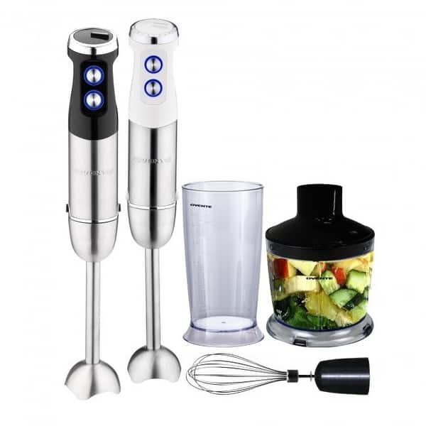 Ovente HS685W Handheld Blender Set 500 Watts, 6 Speed Stick Blender with  Beater, Egg Whisk, Mixing Beaker and Processor, White - Bed Bath & Beyond -  23502590