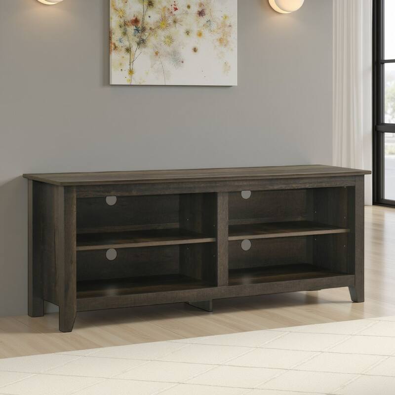 Trove TV Stand Media Cabinet w Open Shelves, Dusty Oak Brown 58 Inch