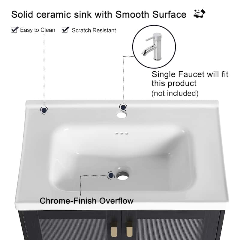Malwee 28"/32" Floating Bathroom Vanity, Wall Mounted Bathroom Vanity with Ceramic Sink and Soft Close Door