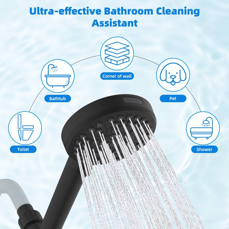 High Pressure 10-Spray Handheld Shower with Filter, 71-inch Hose