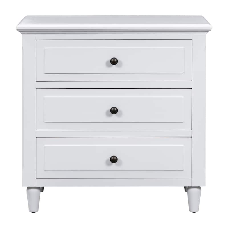 Three-Drawer Nightstand Storage Wood Cabinet