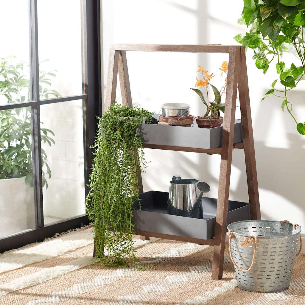 SAFAVIEH Outdoor Jacey 2-Tier Storage Shelf - 28Wx16Dx39H