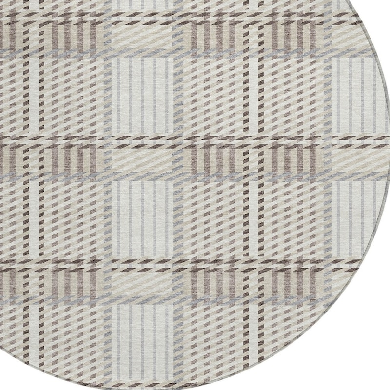 HomeRoots Plaid Transitional Rectangle Outdoor Rug