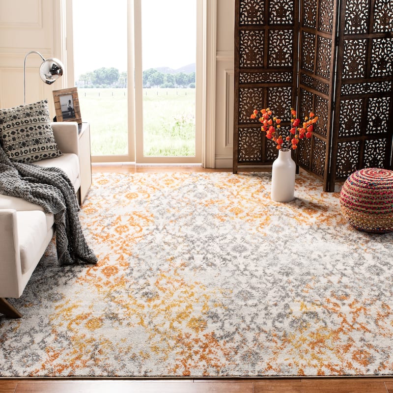 SAFAVIEH Madison Marceline Distressed Vintage Boho Rug - 9' x 12' - Cream/Orange - Runner/Rectangle