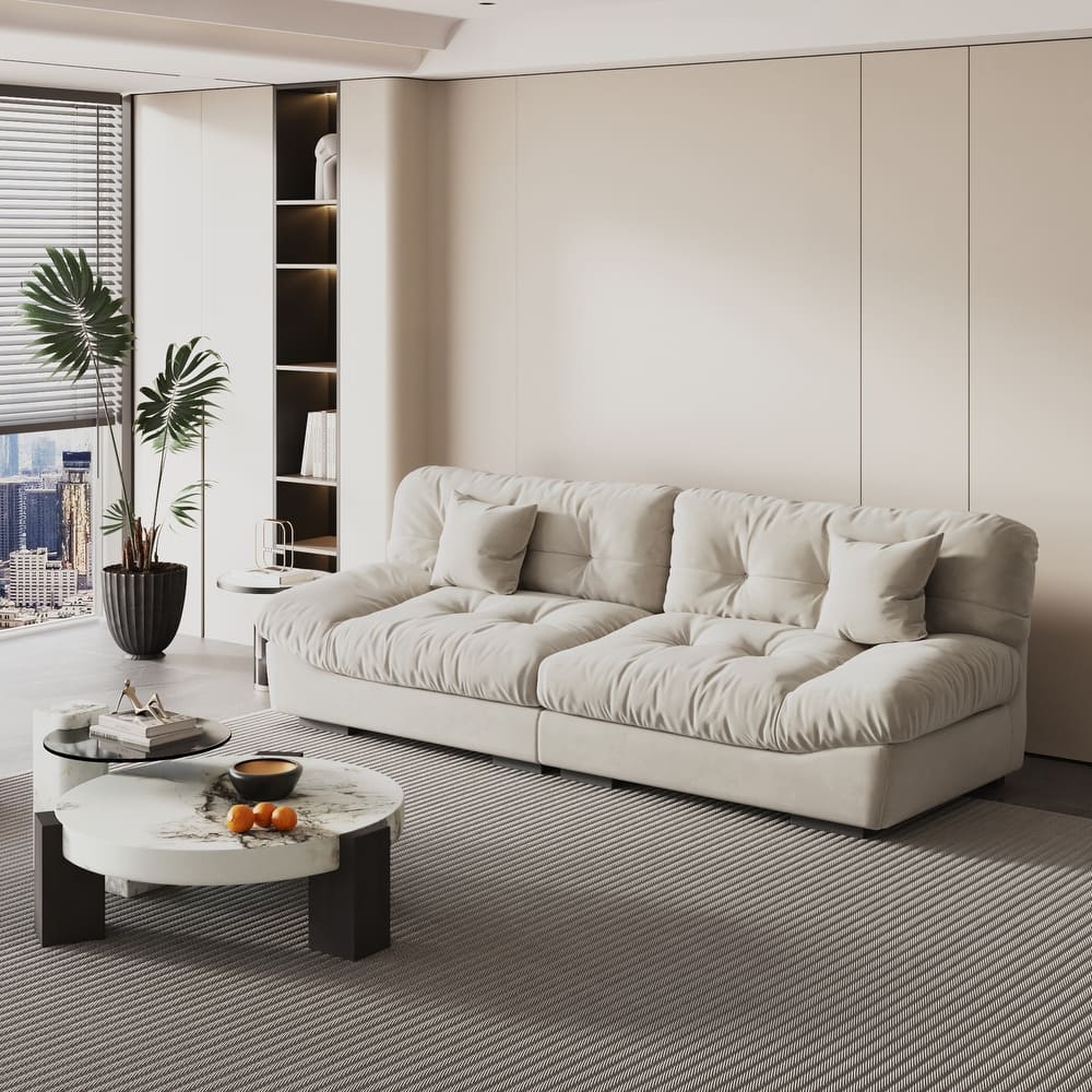 105'' Modern Sanded Velvet Cloud Loveseat Sofa Sectional Couch for Living Room