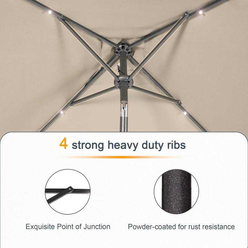 LIVOOSUN 6.5×6.5FT LED Square Patio Umbrella with UPF50+, Tilt Function, and Wind-Resistant Design——Experience Outdoor Comfort