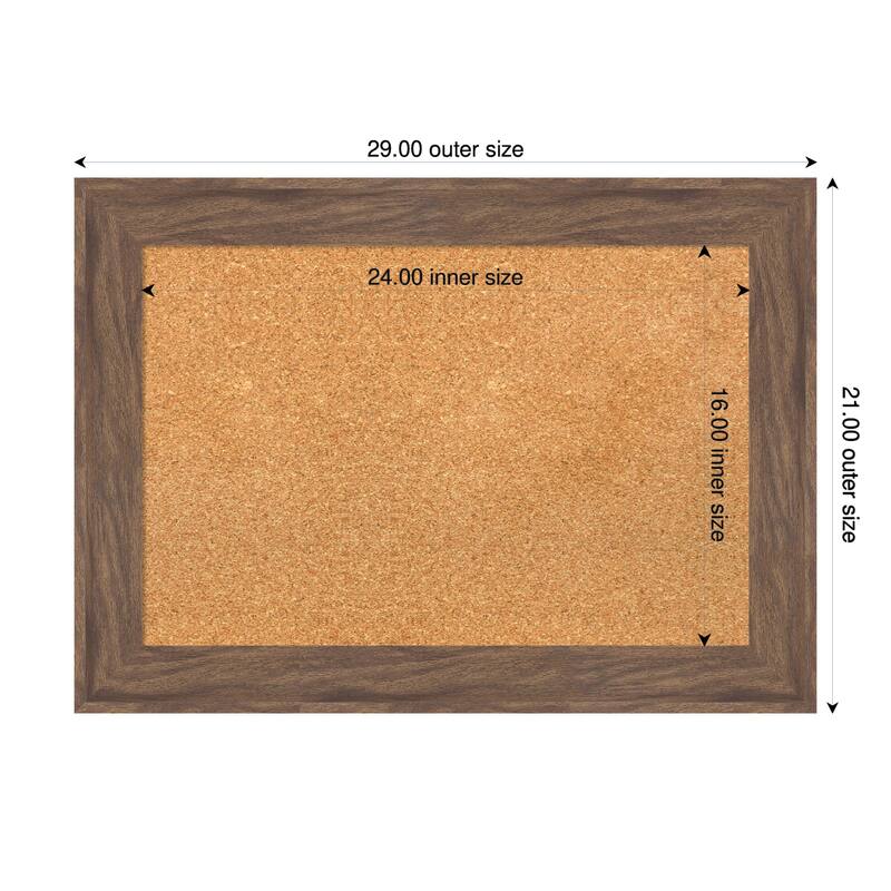 Pia Medium Brown Framed Cork Board - Bulletin Board, Organization Board, Pin Board - Natural - 29 x 21 in
