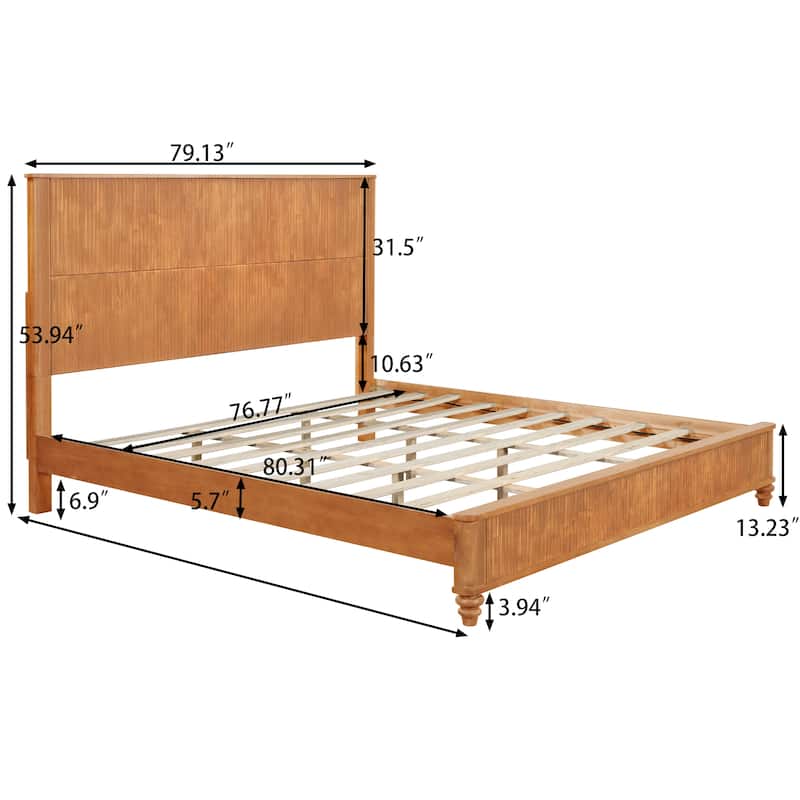 GDFStudio - Harrison Sturdy Solid Wood Bed Frame with Tall Headboard for Elegant Bedrooms
