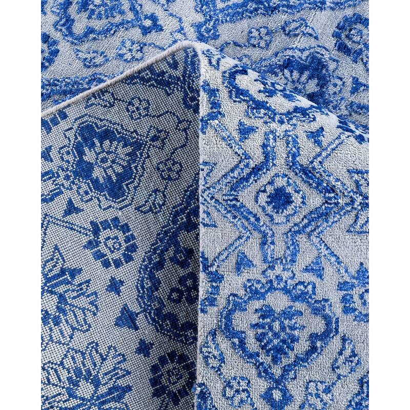 Ikat One-of-a-Kind Handmade Area Rug, Blue - 9' 0" x 12' 4"