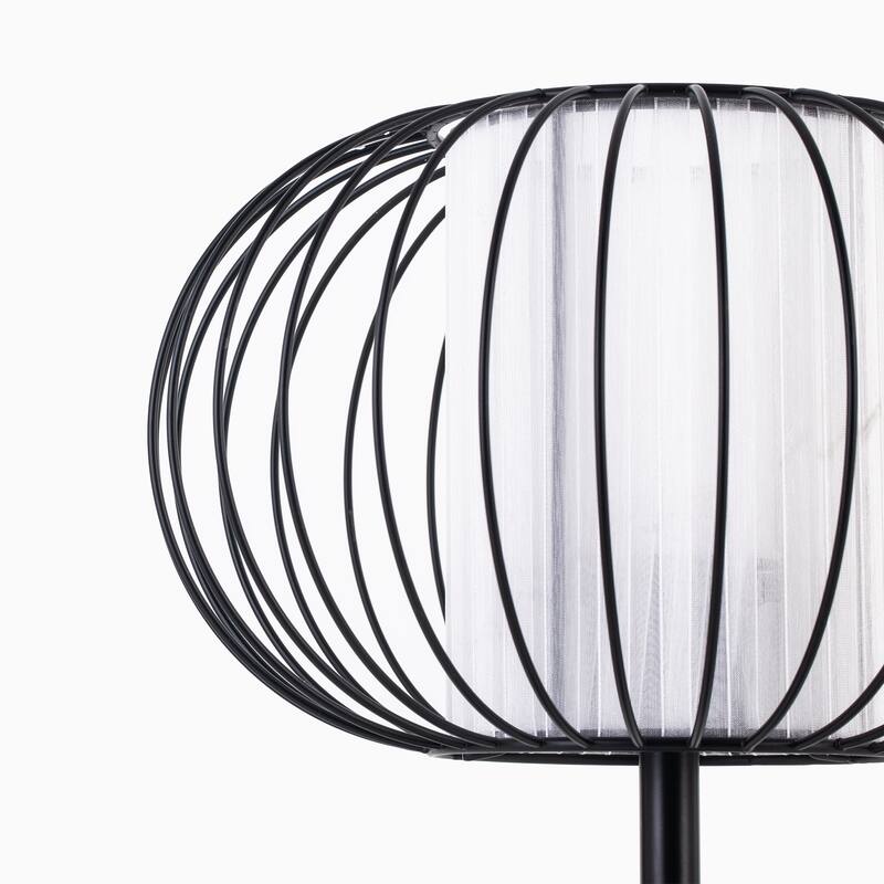 CO-Z 17" Modern Desk Lamp Table Lamp with White Fabric Shade and Metal Cage Frame