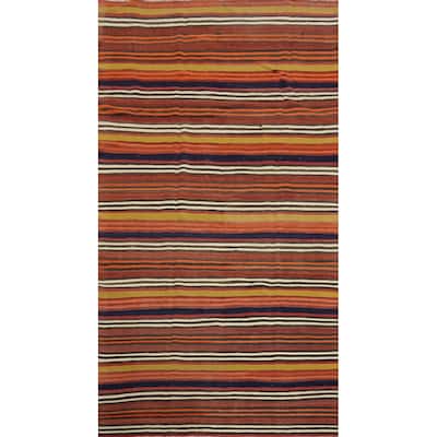 Hand Woven Oriental 100% Wool Carpet Southwestern Geometric Oranges & Rust Kilim Area Rug - 9' 7'' X 5' 1''