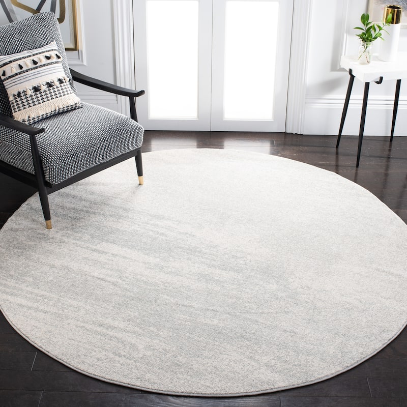 SAFAVIEH, Evoke Yukako Modern Abstract Distressed Rug - 6'7" Round - Ivory/Sage