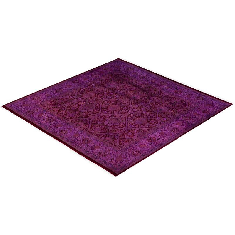 Overdyed One-of-a-Kind Hand-Knotted Area Rug - Purple - 6' 0" x 6' 2"