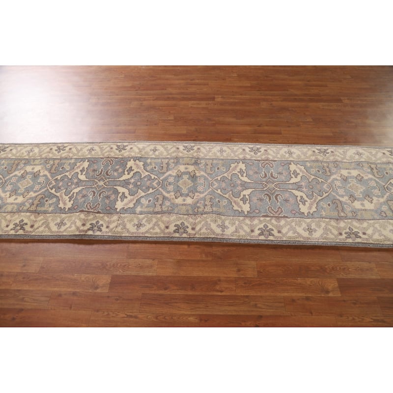 Grey Oushak Oriental Runner Rug Handmade Wool Carpet - 2'6"x 9'8"