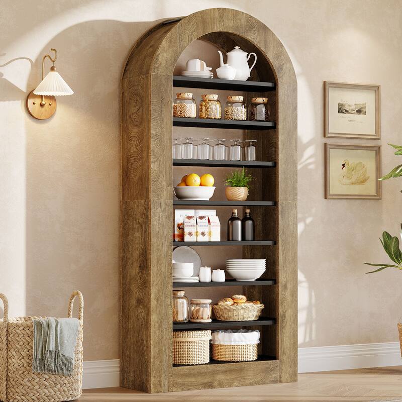 8-tier Arched Bookshelf, 70.9" Tall Bookcase with Storage