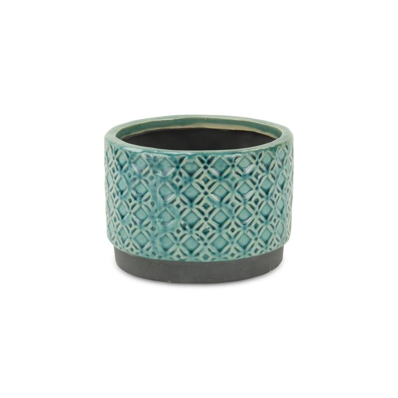 Zajedani Turquoise Ceramic Wide Lattice Pot