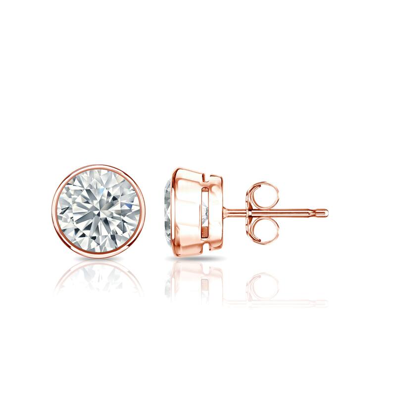 Auriya 14k Gold 2ctw Bezel-set Round Moissanite Stud Earrings - 6.5 mm