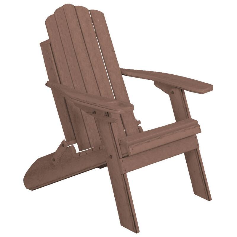 Country Classics Collection Poly Lumber Folding Adirondack Chair - Weathered Teak