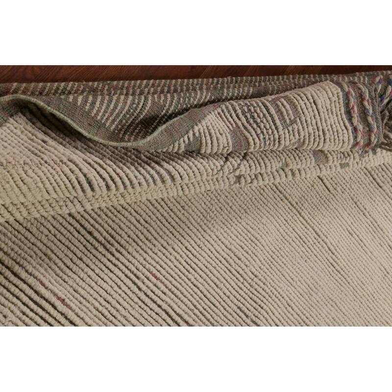 Modern Moroccan Large Area Rug Handmade Beige Wool Carpet - 9'11"x 15'9"