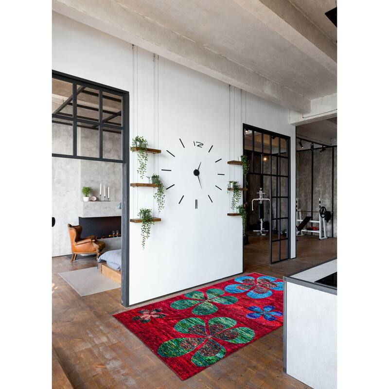 ECARPETGALLERY Hand-knotted Opulence Red Silk Rug - 4'1 x 5'10