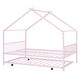 preview thumbnail 16 of 30, Full Size Metal House Bed with Twin Size Trundle