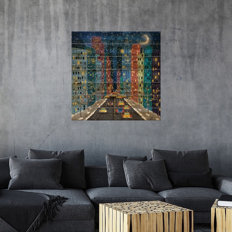 42nd Street Print On Wood by Joy Laforme - Multi-Color