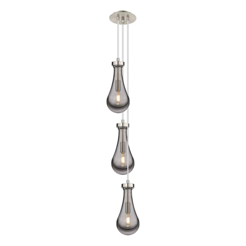 Innovations Lighting Malone - 6 Light 6" Cord Hung Multi Pendant - 6" Canopy - Striped Clear/Brushed Satin Nickel