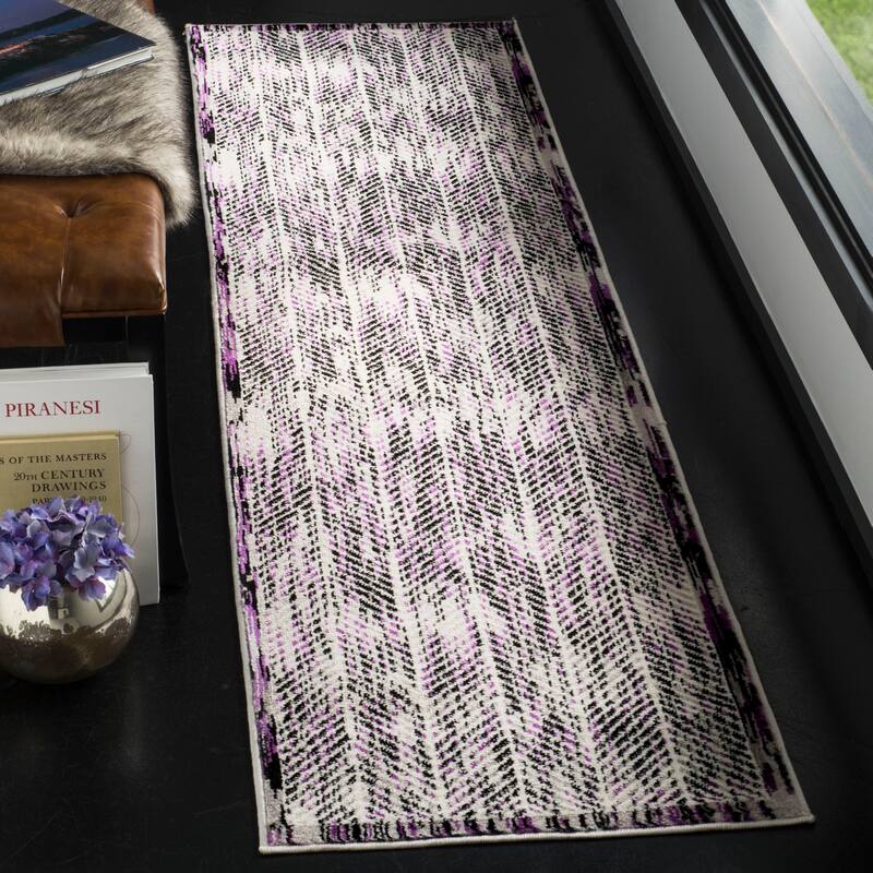SAFAVIEH Skyler Hedwig Modern Rug - 2' x 8' Runner - Grey/Purple