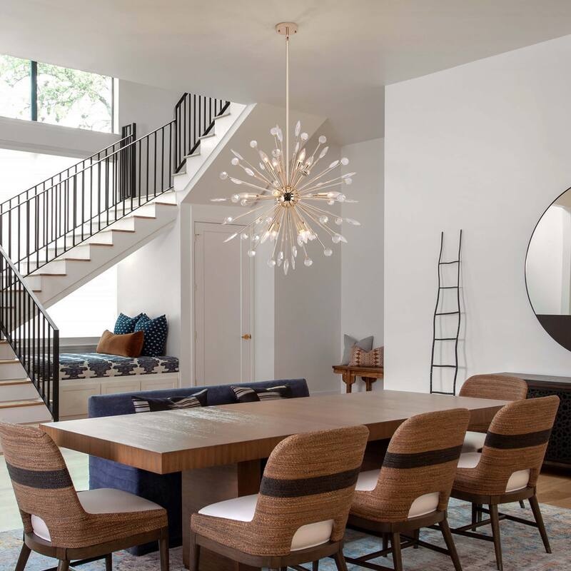 9/12-Light Modern Sputnik Sphere Starburst Crystal Chandelier Semi-Sphere Globe Pendant Light