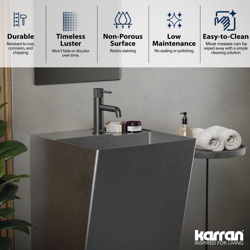 Karran USA CCP500 Cinox 19-3/4" Rectangular Stainless Steel Pedestal
