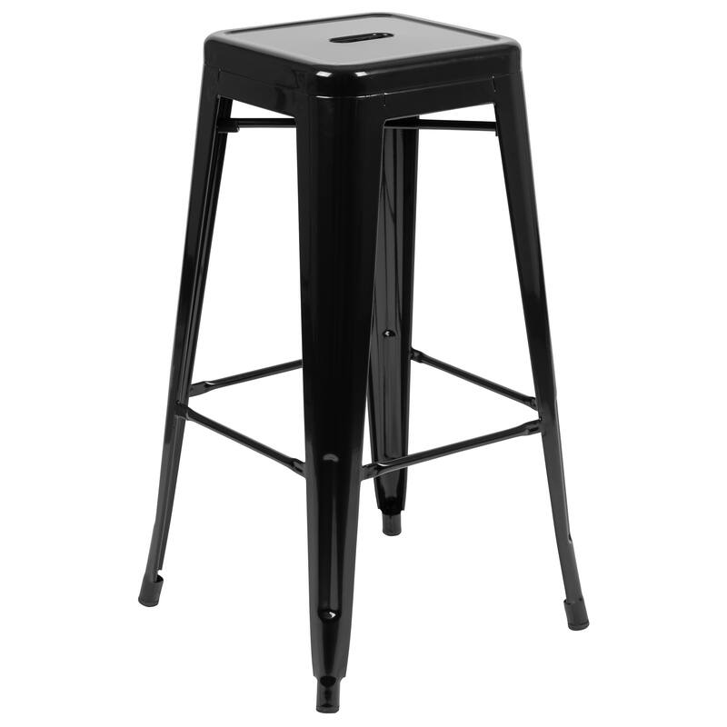 Metal 30-inch High Indoor Stackable Bar Stool (Set of 4)
