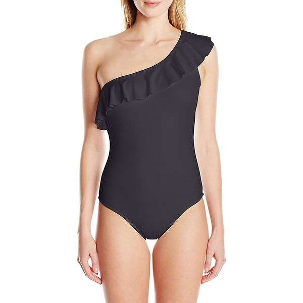 La Blanca Womens Island Goddess Ruffle Shoulder One Piece Swimsuit