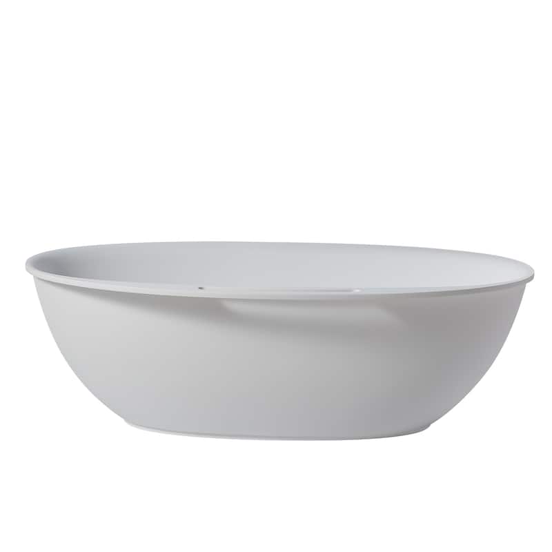 63" / 67" Solid Surface Freestanding Bathtub in Matte White/Black - 63in - White