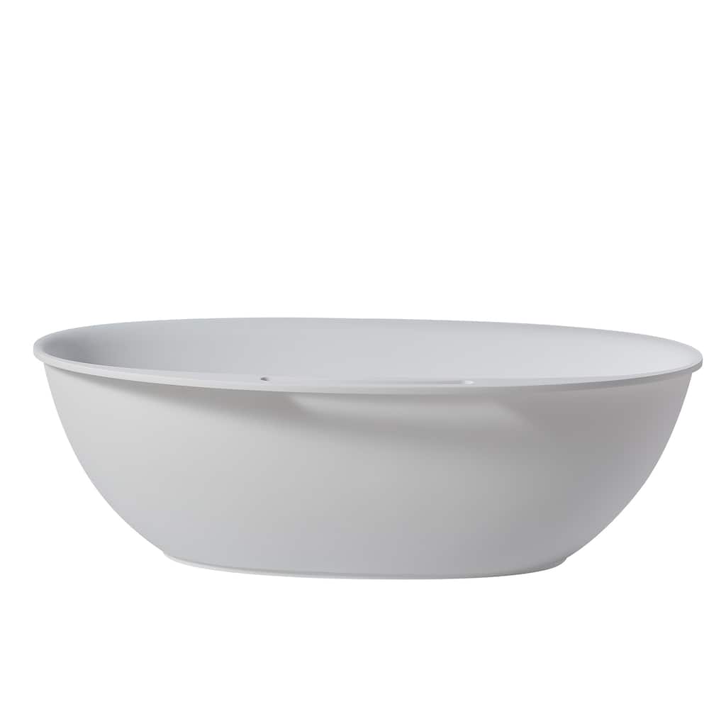 63" / 67" Solid Surface Freestanding Bathtub in Matte White/Black