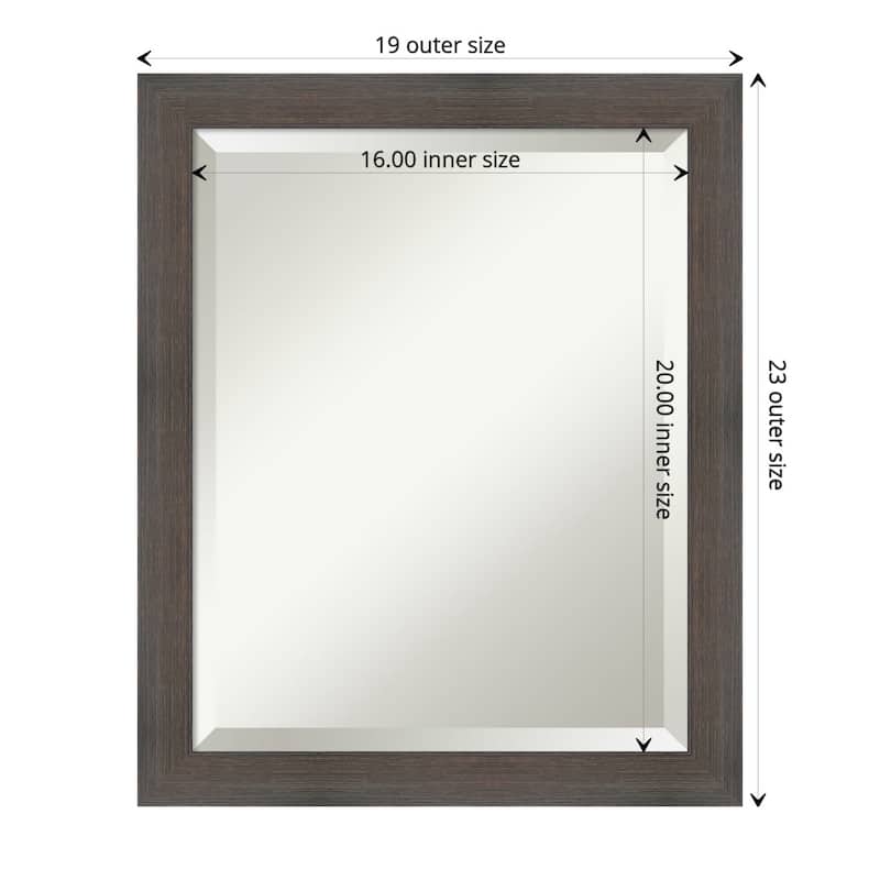Beveled Wood Bathroom Wall Mirror - Hardwood Chocolate Narrow Frame - Hardwood Chocolate Narrow