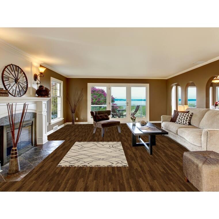 Ivory Striped Moroccan Oriental Rug Hand-Knotted Wool Carpet - 3'11"x 6'8"