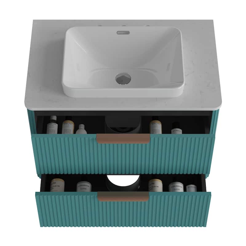 30" Striped Oak Bathroom Vanity With Ceramic Sink, Freestanding Bathroom Vanity, Pre-Assembled