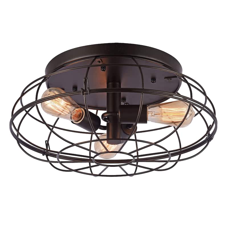 Black 3-Light Flushmount with Black Shade