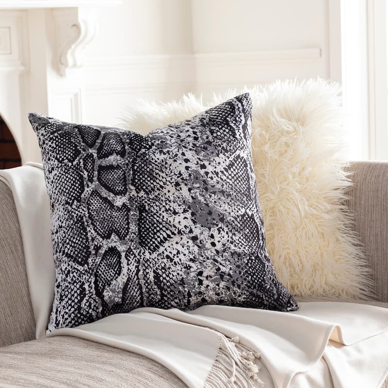 Fidi Eclectic Black & White Animal Print Throw Pillow - 18"H x 18"W - Cover Only
