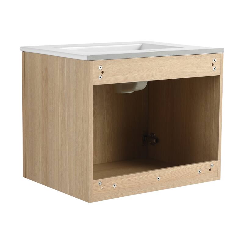 GDFStudio - Cairo Modern Wall-Mounted Bathroom Vanity Set with Scratch-Resistant Resin Sink & Soft Close Doors