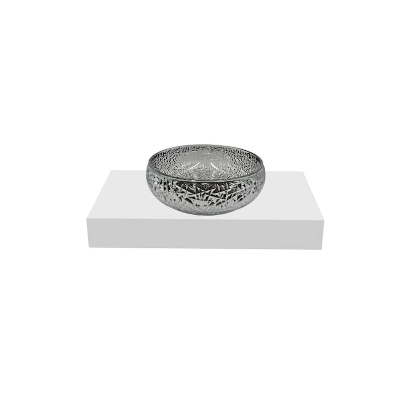 Moonshell 16" Round Decorative Crystal Vessel Sinks With White Base - 30"Countertop - 16"Black