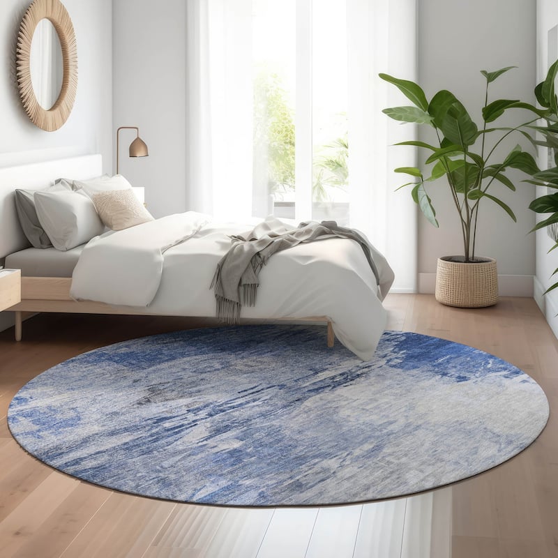 Premium Washable Super Soft Watercolor Mayfield Rug - Blue - 8' x 8'